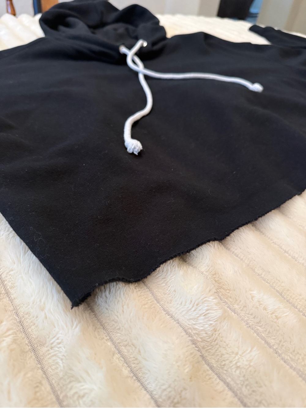 wild fable Black Cropped Hoodie with White Drawstrings - Picture 6 of 7